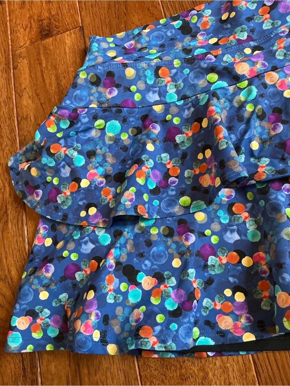 Dona Jo Blue Multicolor Pattern Tennis Skirt, medium